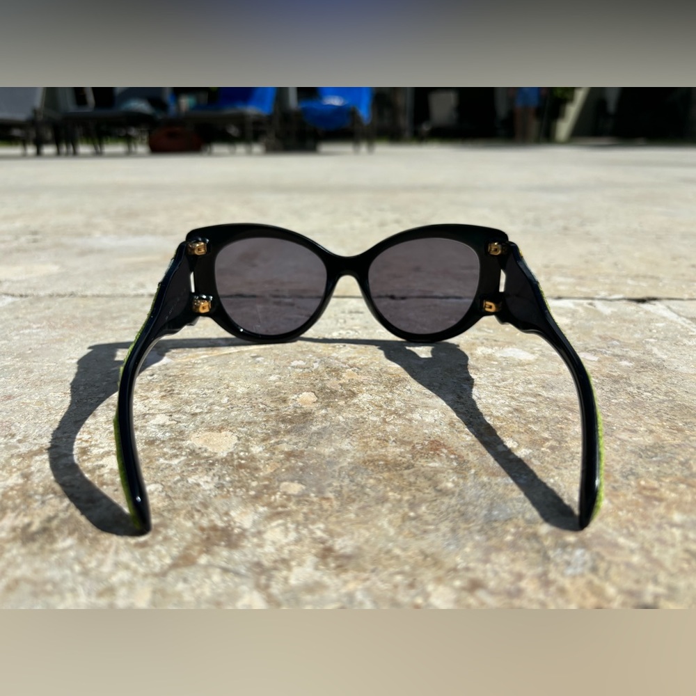 PRADA Tapestry Square Velvet Pr10us Azure Green Color Block Black Sunglasses 10u - Picture 8 of 11
